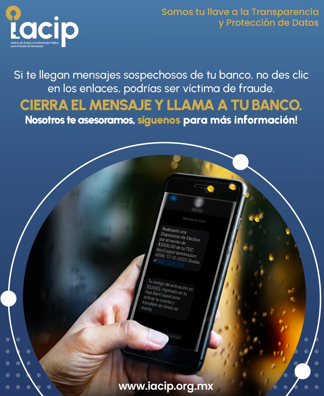 Cierra el mensaje y llama a tu banco